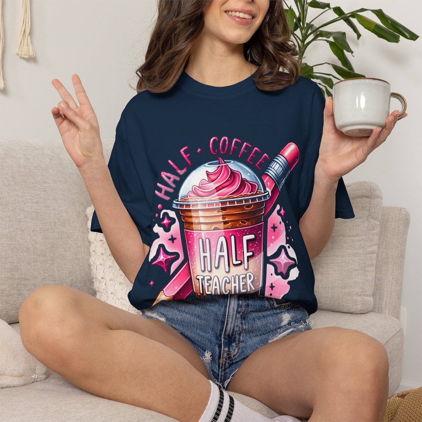 Half Teacher Coffee T-Shirt —