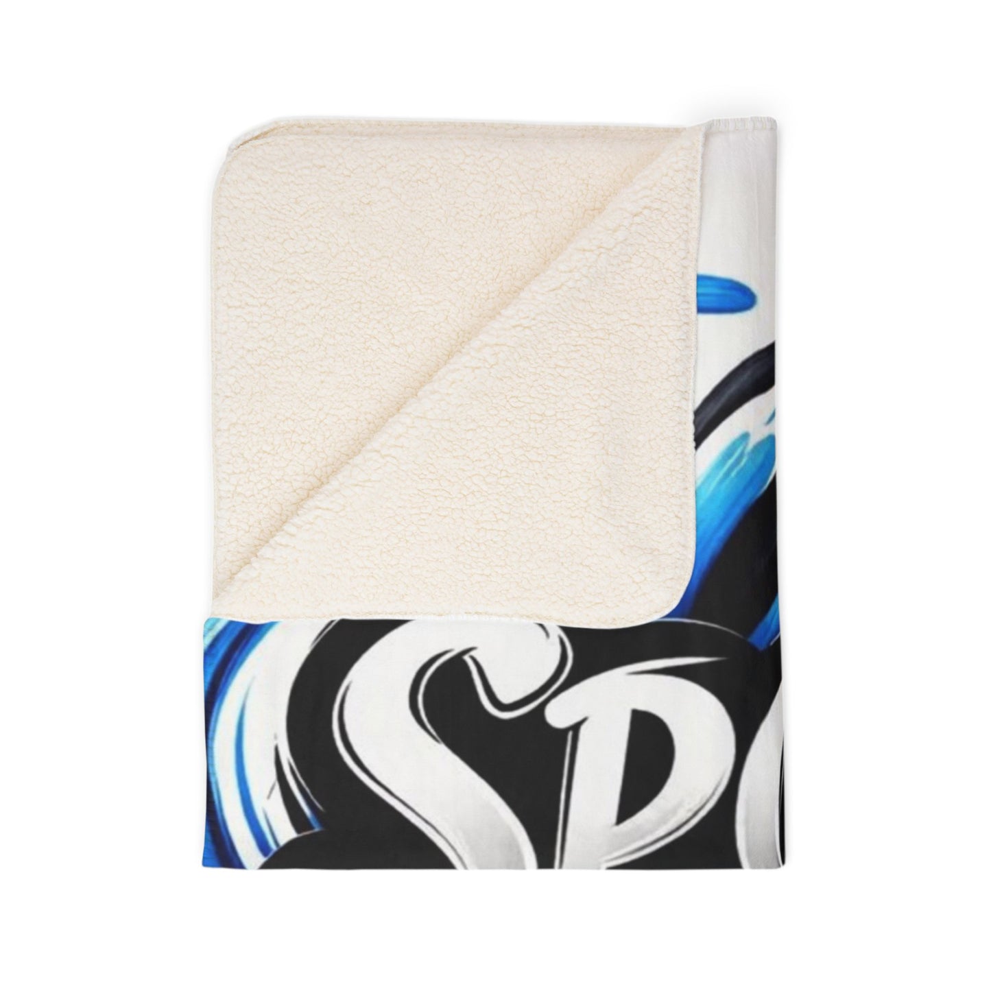 Sports Mom Fleece Sherpa Blanket — Cozy Blue Swirl Athletic Mom Gift