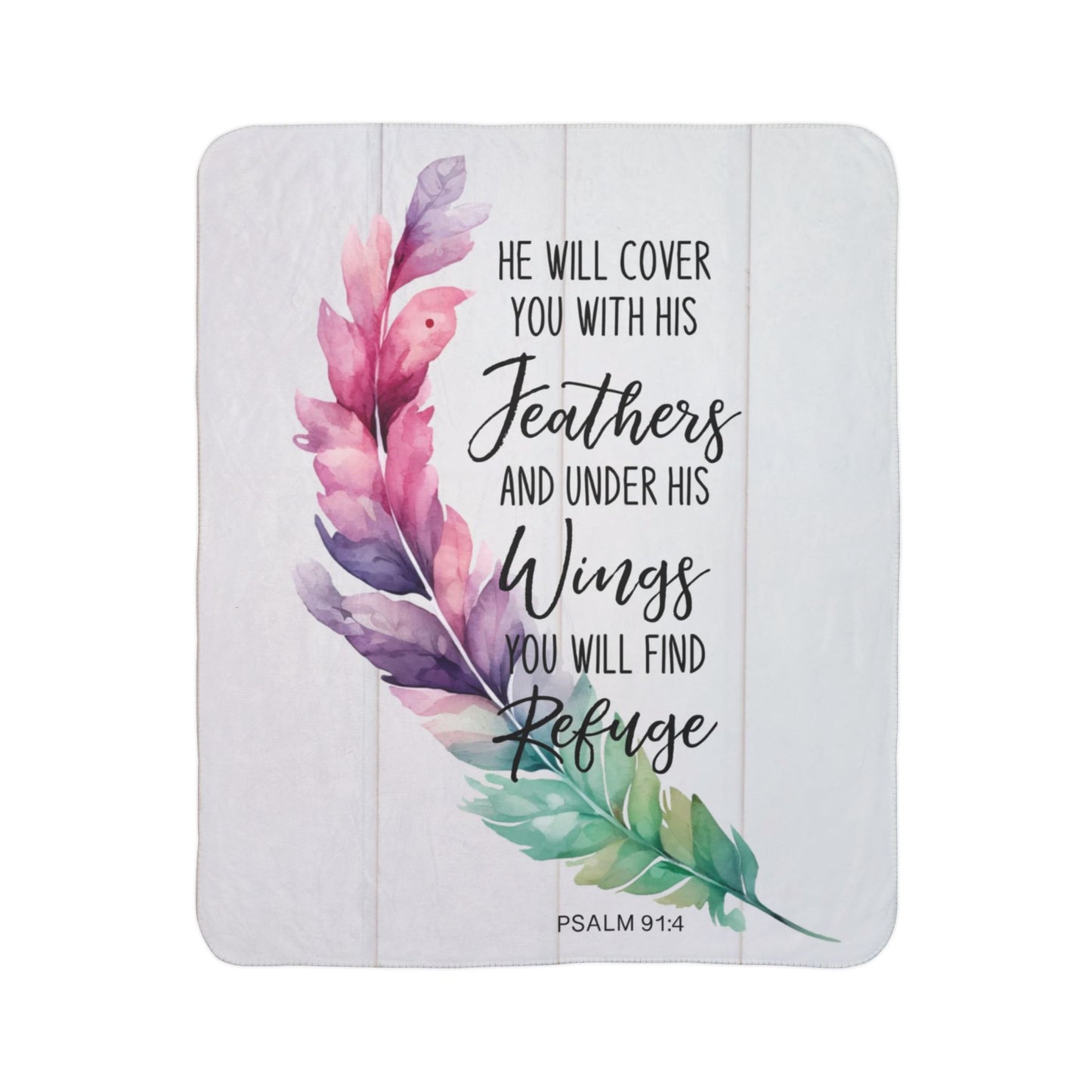 Psalm 91:4 Feather Sherpa Blanket
