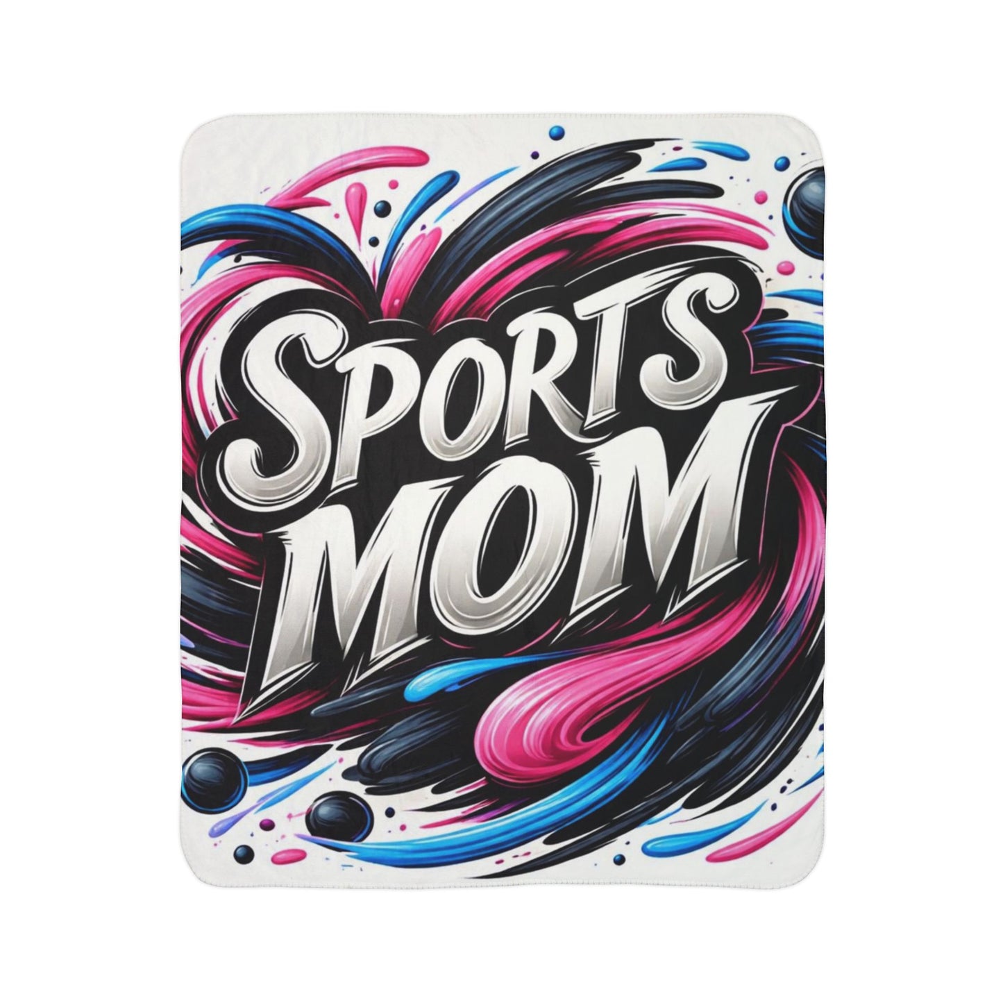 Sports Mom Fleece Sherpa Blanket — Cozy Game-Day Throw with Bold Swirl Design