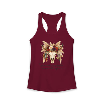 (Colors)bull-flowers--Women's Ideal Racerback Tank