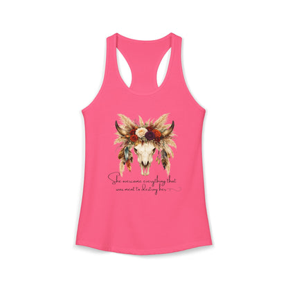 (Colors)bull-flowers--Women's Ideal Racerback Tank