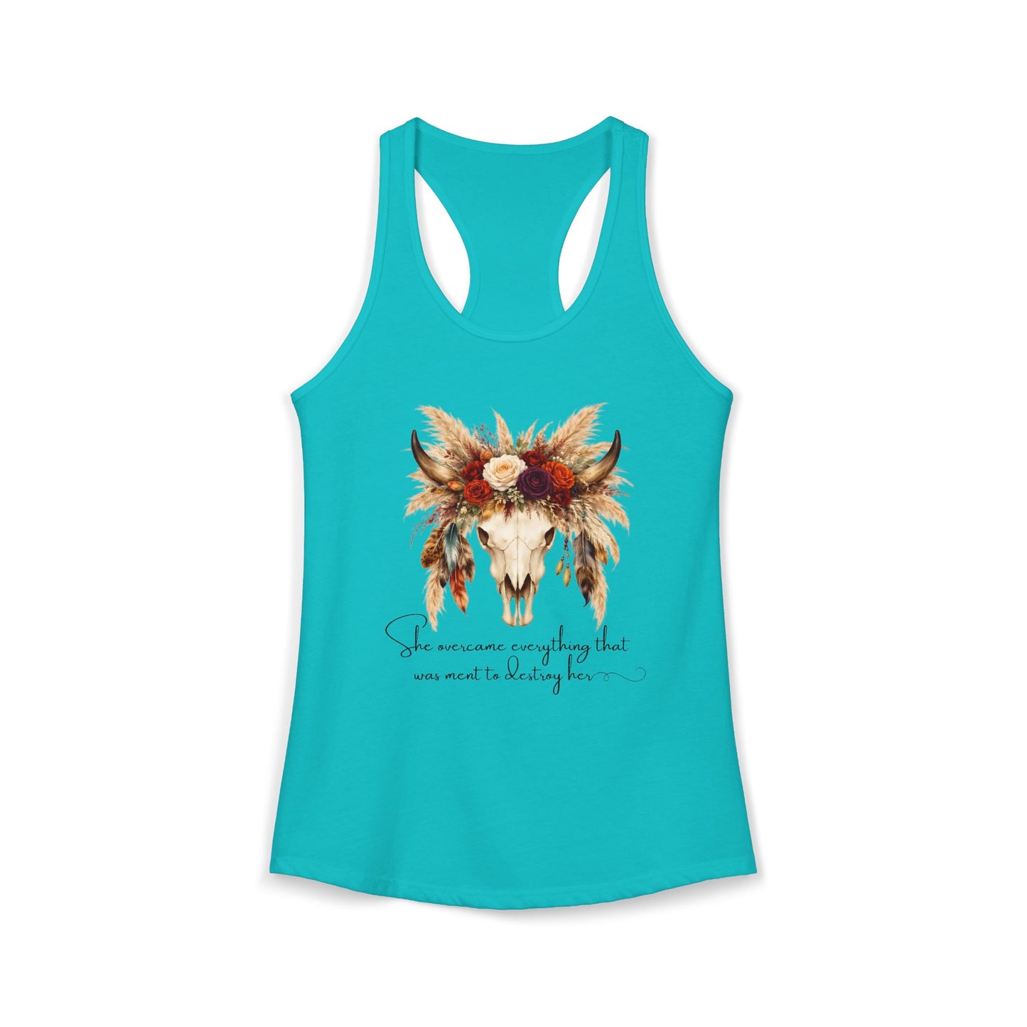 (Colors)bull-flowers--Women's Ideal Racerback Tank