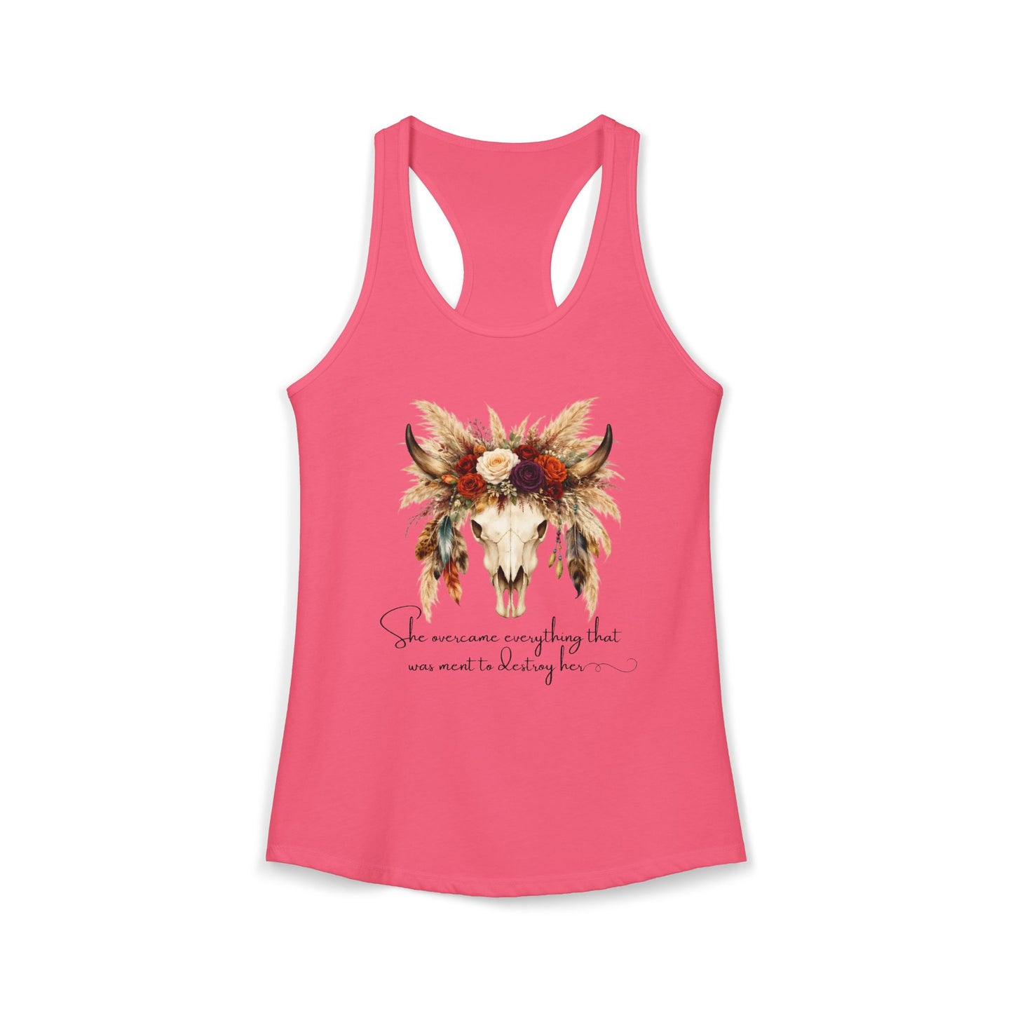 (Colors)bull-flowers--Women's Ideal Racerback Tank