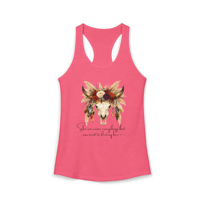 (Colors)bull-flowers--Women's Ideal Racerback Tank