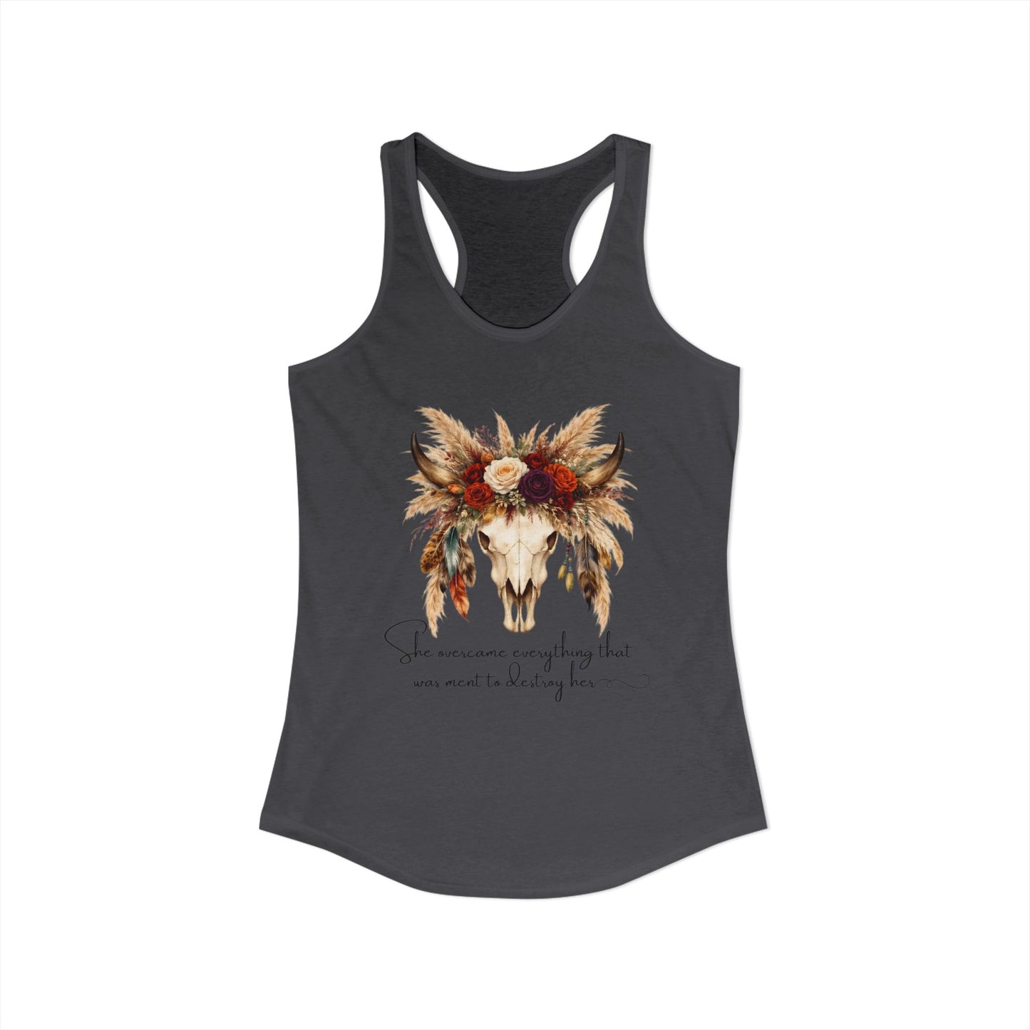 (Colors)bull-flowers--Women's Ideal Racerback Tank