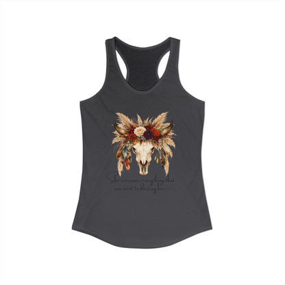 (Colors)bull-flowers--Women's Ideal Racerback Tank
