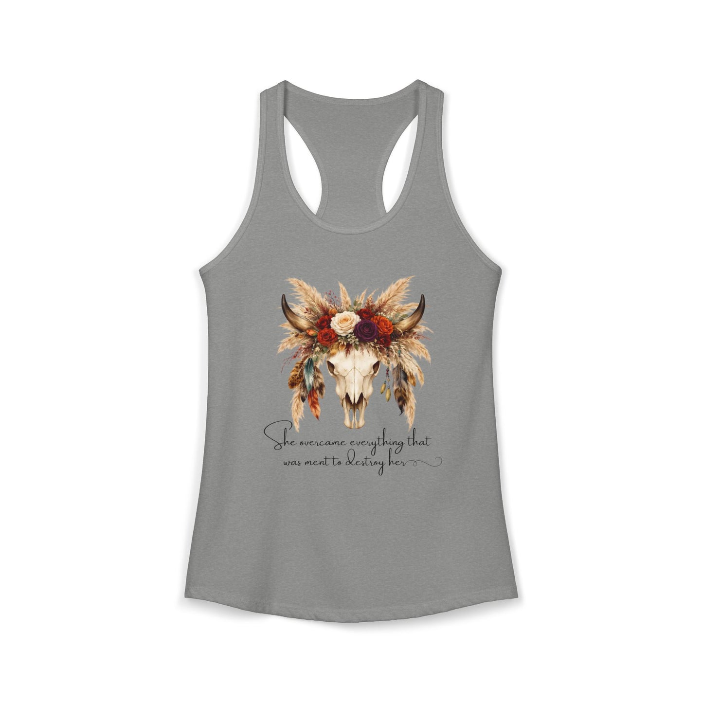 (Colors)bull-flowers--Women's Ideal Racerback Tank