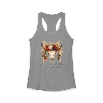 (Colors)bull-flowers--Women's Ideal Racerback Tank