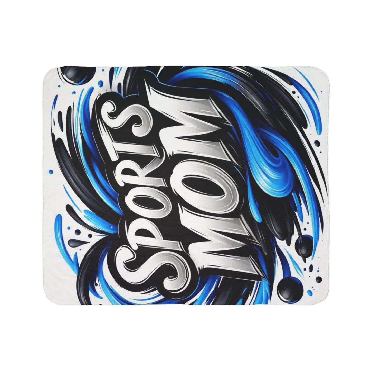 Sports Mom Fleece Sherpa Blanket — Cozy Blue Swirl Athletic Mom Gift