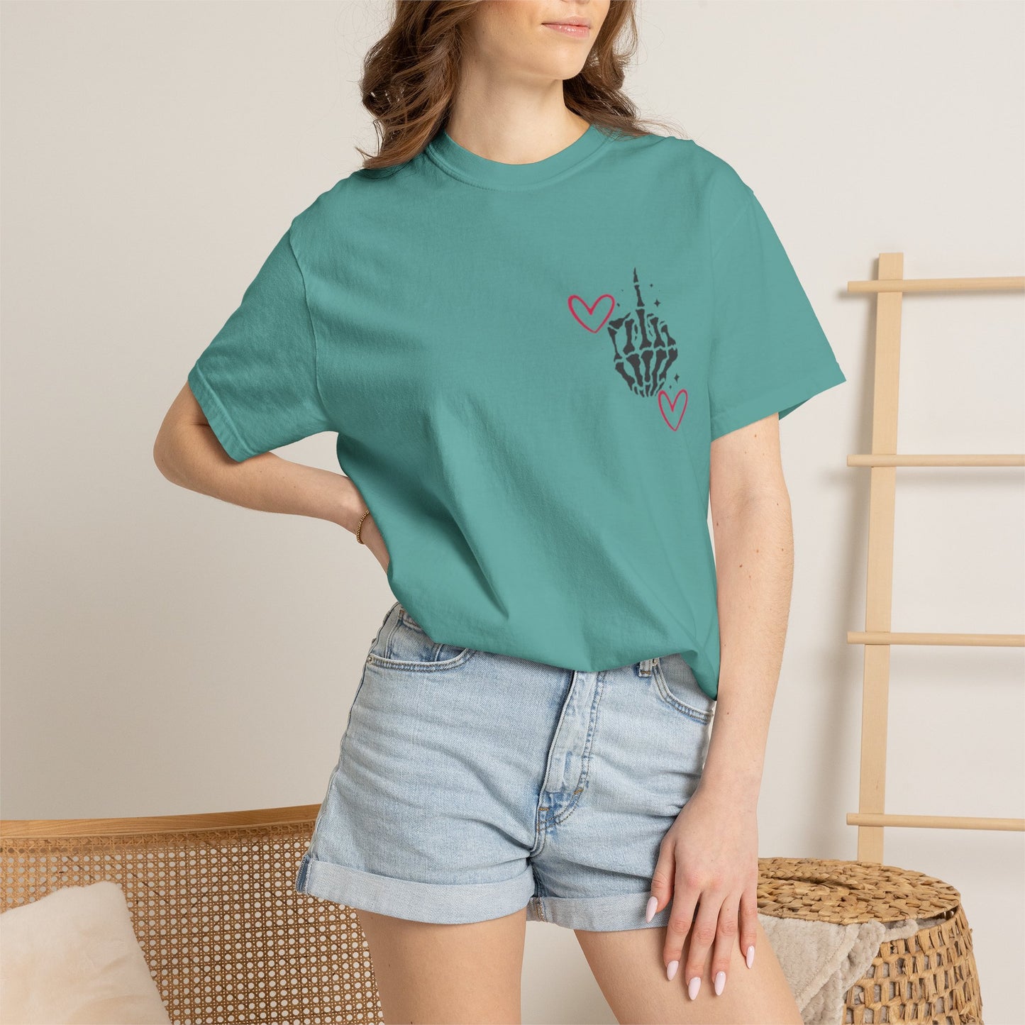 Graphic T-Shirt — "If You Think I'm a Bitch" Skeleton Hand Design