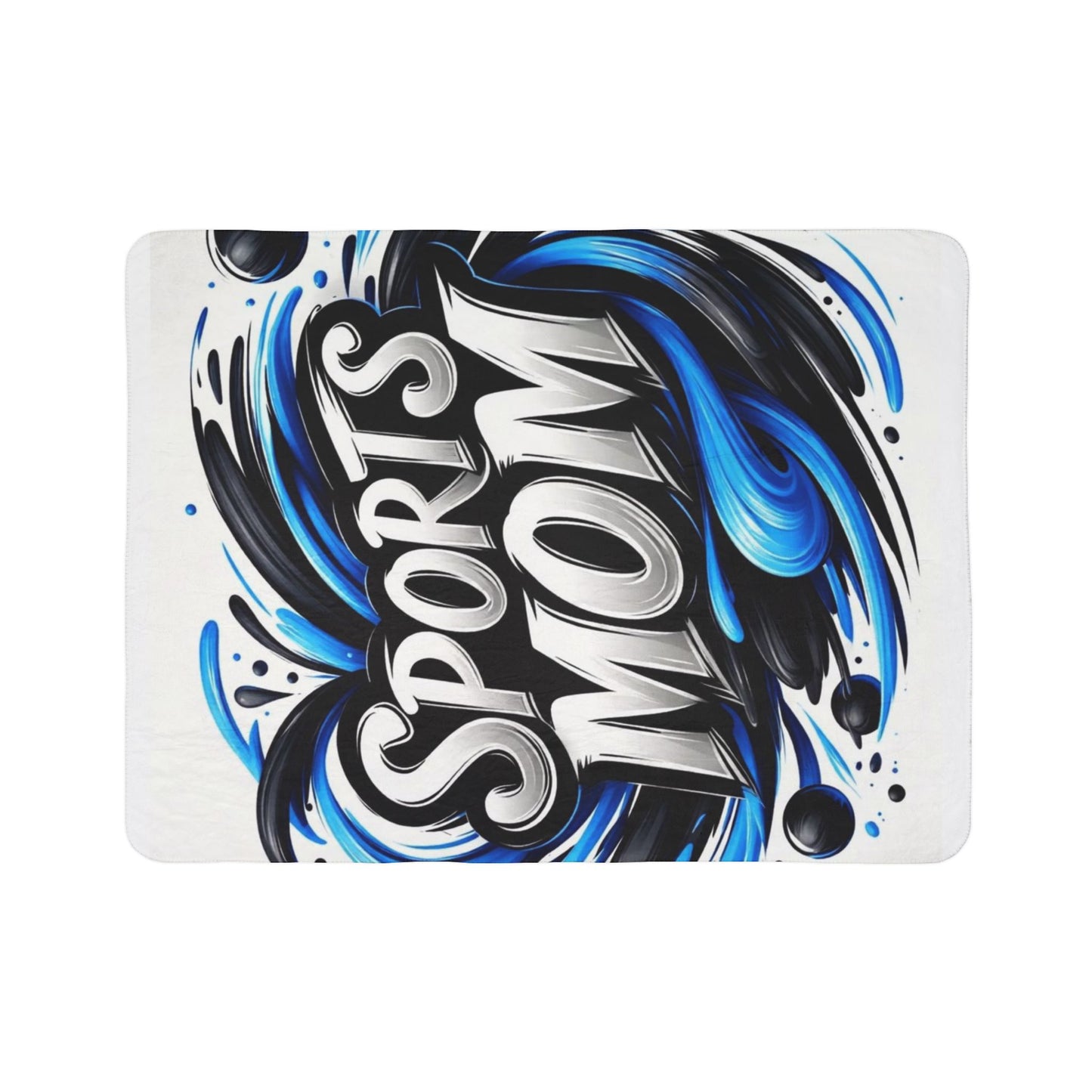 Sports Mom Fleece Sherpa Blanket — Cozy Blue Swirl Athletic Mom Gift