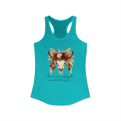 (Colors)bull-flowers--Women's Ideal Racerback Tank