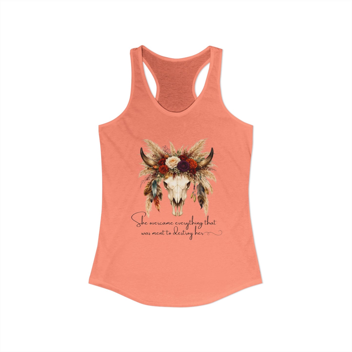 (Colors)bull-flowers--Women's Ideal Racerback Tank