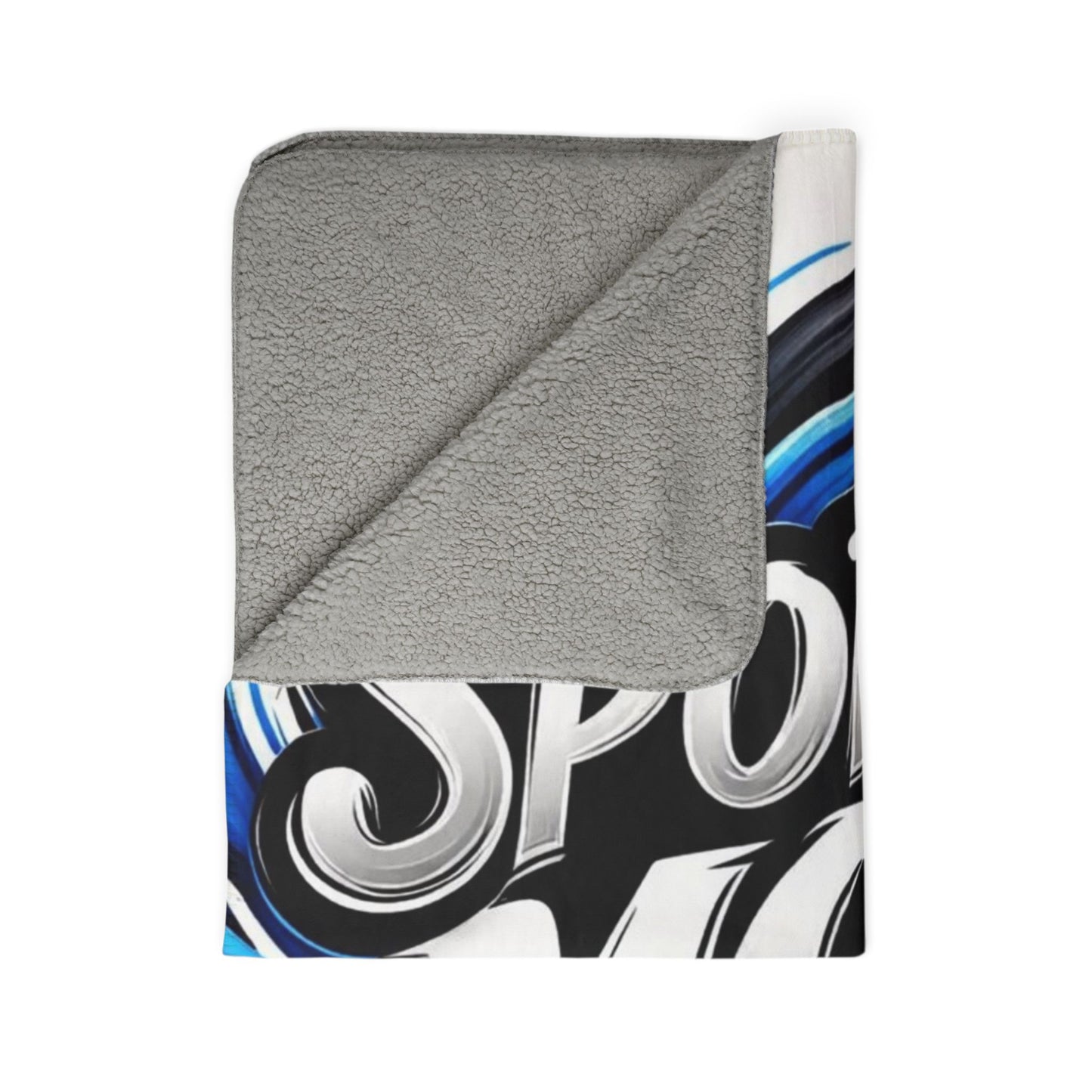 Sports Mom Fleece Sherpa Blanket — Cozy Blue Swirl Athletic Mom Gift