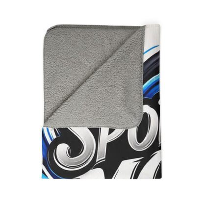 Sports Mom Fleece Sherpa Blanket — Cozy Blue Swirl Athletic Mom Gift