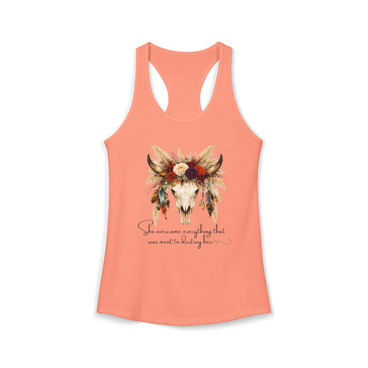 (Colors)bull-flowers--Women's Ideal Racerback Tank