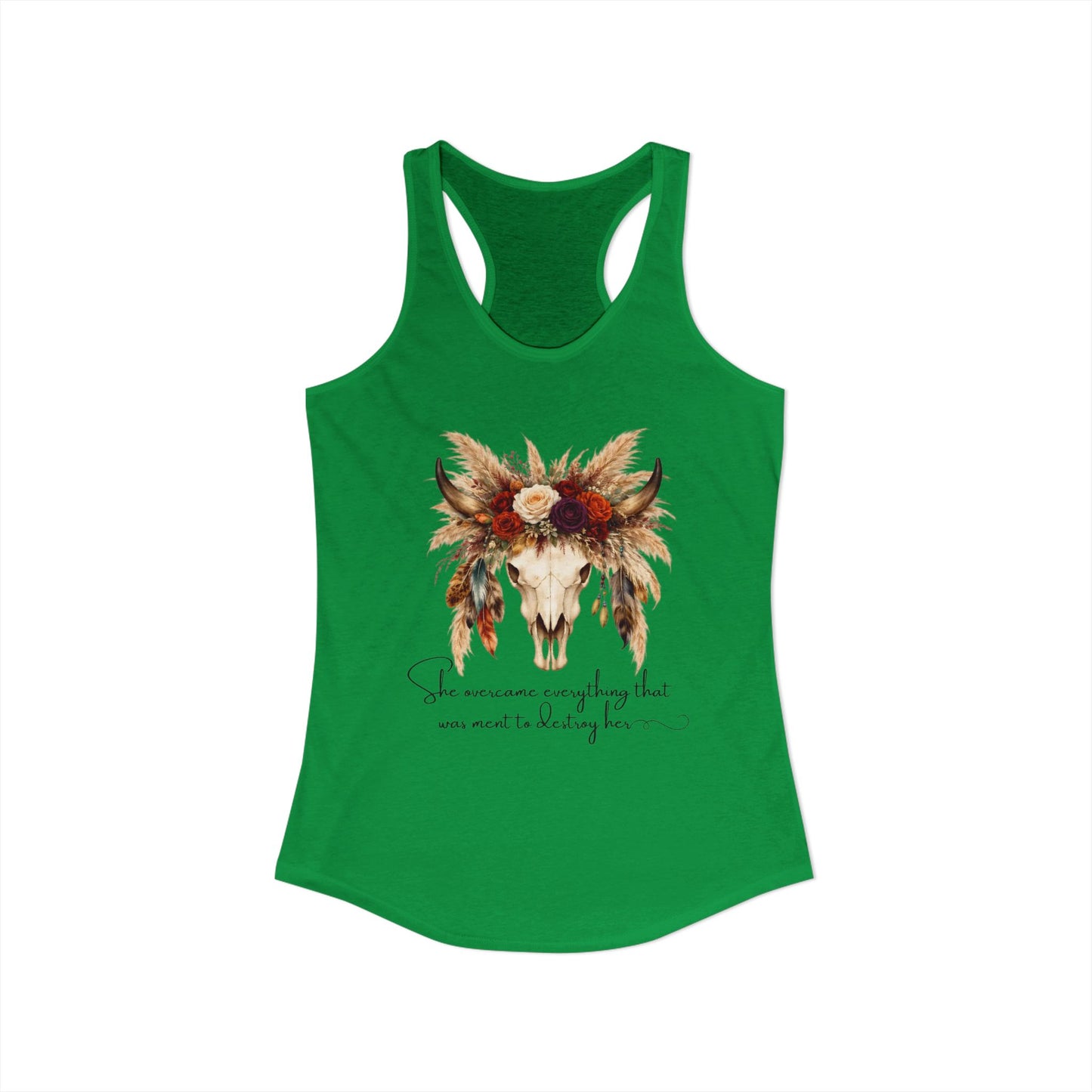 (Colors)bull-flowers--Women's Ideal Racerback Tank