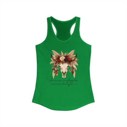 (Colors)bull-flowers--Women's Ideal Racerback Tank