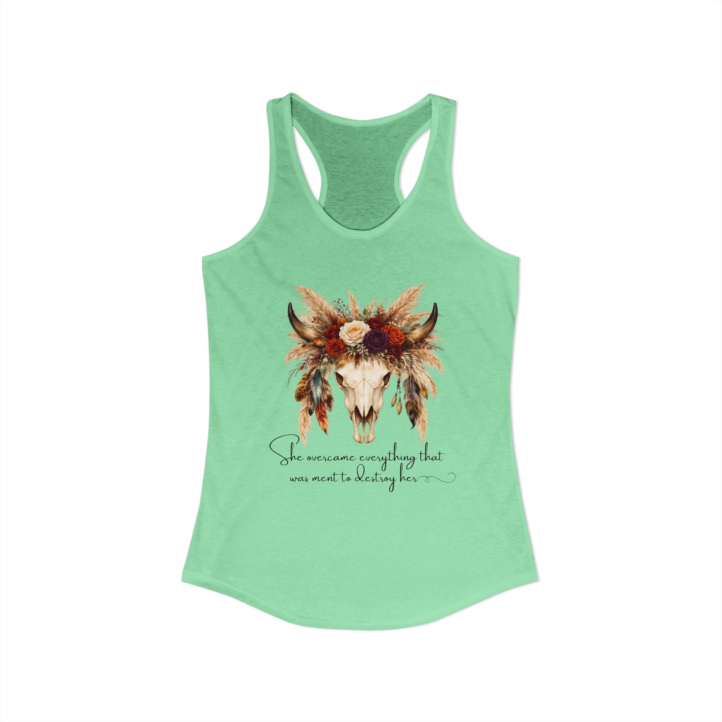 (Colors)bull-flowers--Women's Ideal Racerback Tank