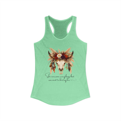 (Colors)bull-flowers--Women's Ideal Racerback Tank