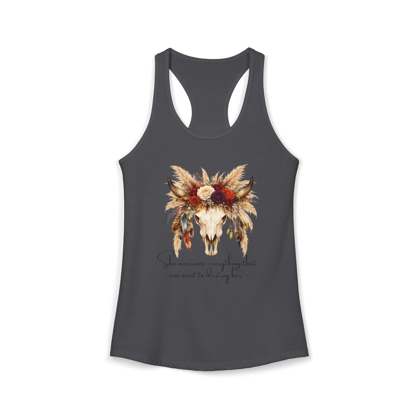 (Colors)bull-flowers--Women's Ideal Racerback Tank