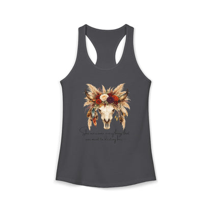 (Colors)bull-flowers--Women's Ideal Racerback Tank