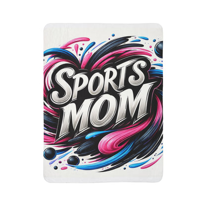 Sports Mom Fleece Sherpa Blanket — Cozy Game-Day Throw with Bold Swirl Design