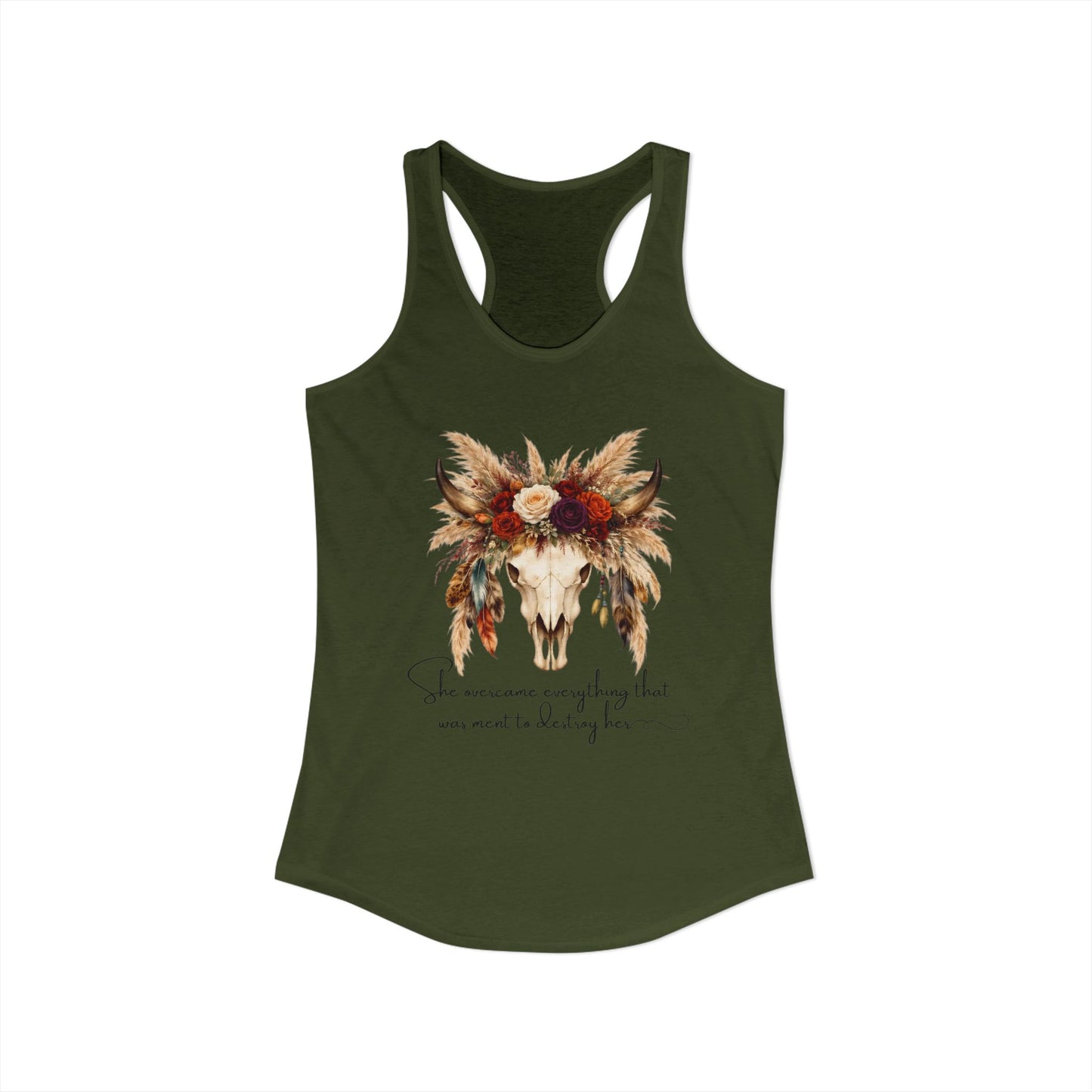 (Colors)bull-flowers--Women's Ideal Racerback Tank