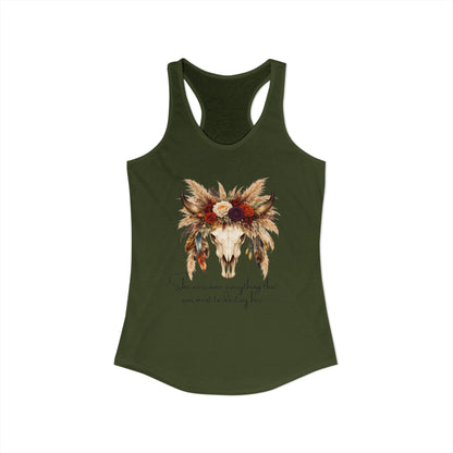(Colors)bull-flowers--Women's Ideal Racerback Tank