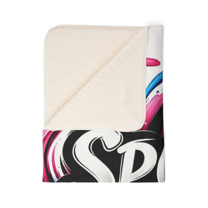 Sports Mom Fleece Sherpa Blanket — Cozy Game-Day Throw with Bold Swirl Design