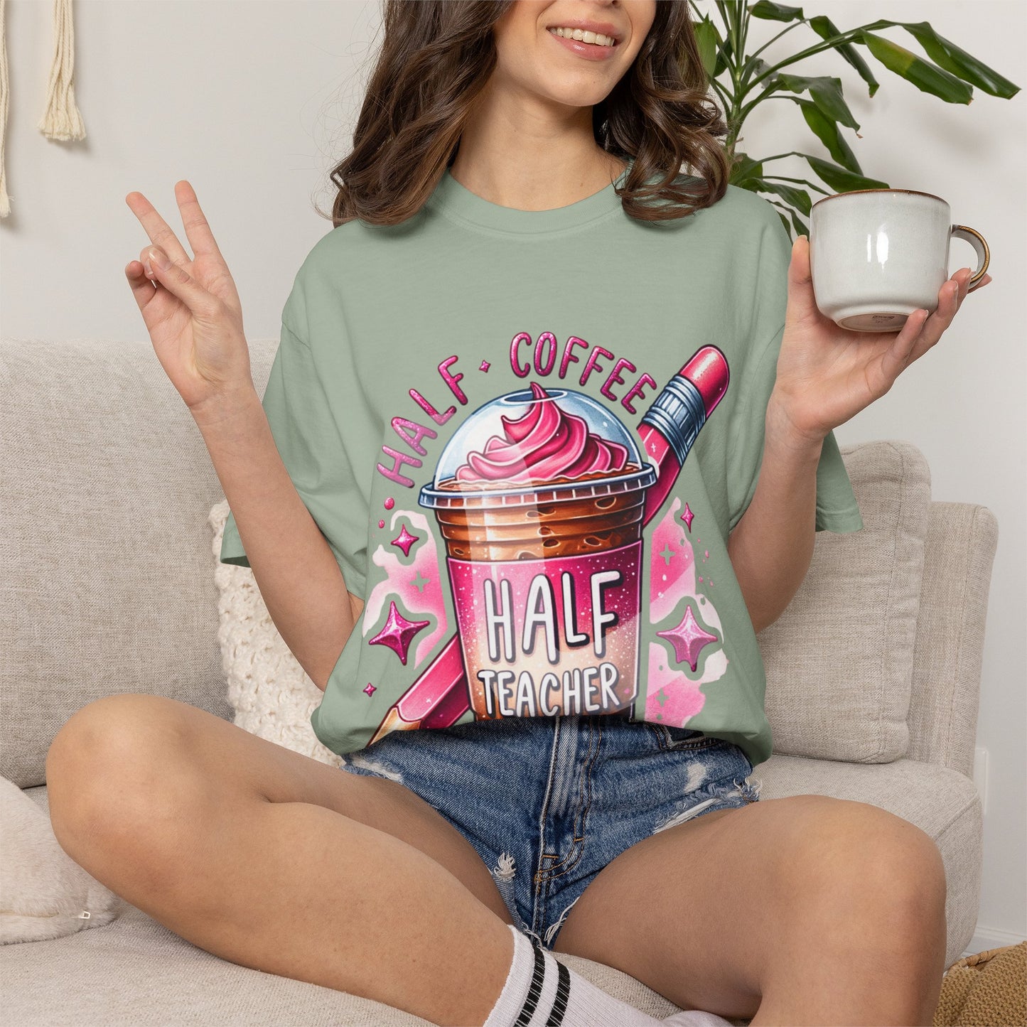 Half Teacher Coffee T-Shirt —