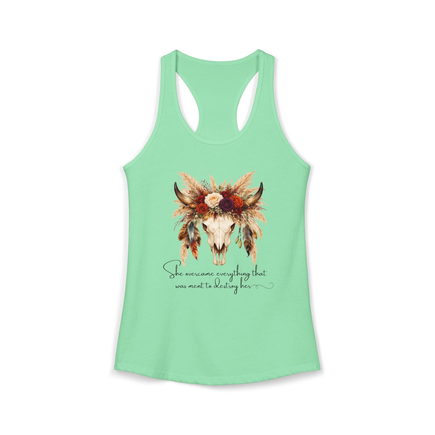 (Colors)bull-flowers--Women's Ideal Racerback Tank