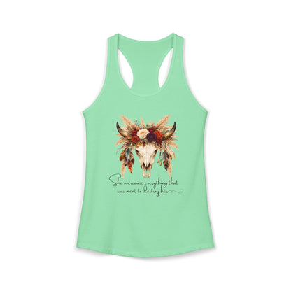 (Colors)bull-flowers--Women's Ideal Racerback Tank