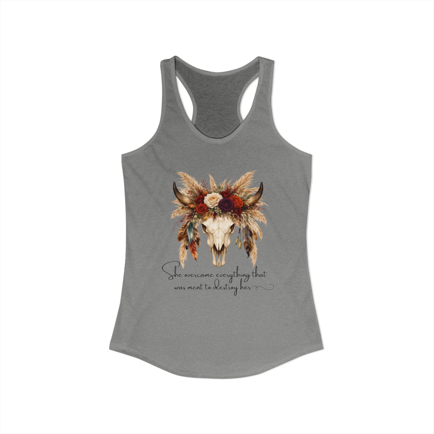 (Colors)bull-flowers--Women's Ideal Racerback Tank