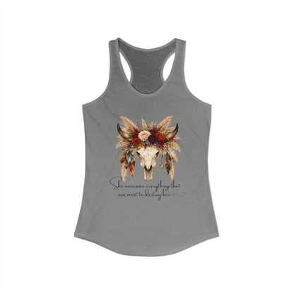 (Colors)bull-flowers--Women's Ideal Racerback Tank
