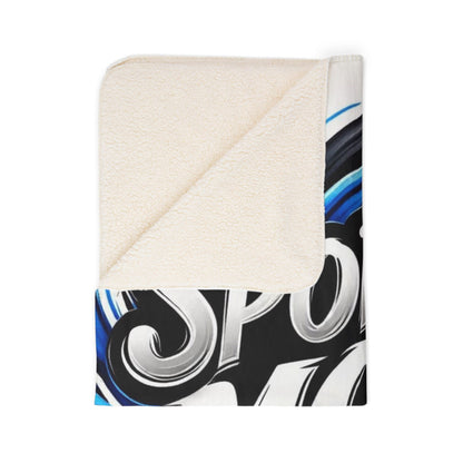 Sports Mom Fleece Sherpa Blanket — Cozy Blue Swirl Athletic Mom Gift