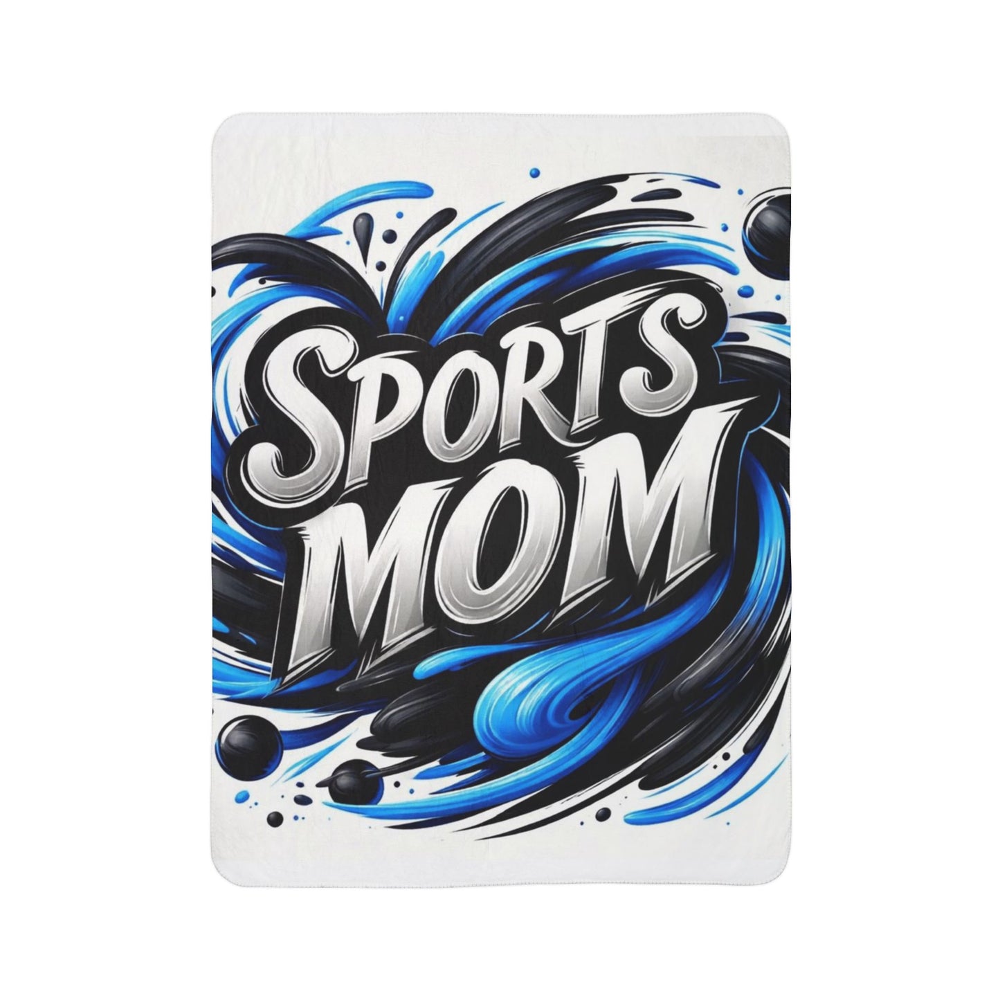 Sports Mom Fleece Sherpa Blanket — Cozy Blue Swirl Athletic Mom Gift