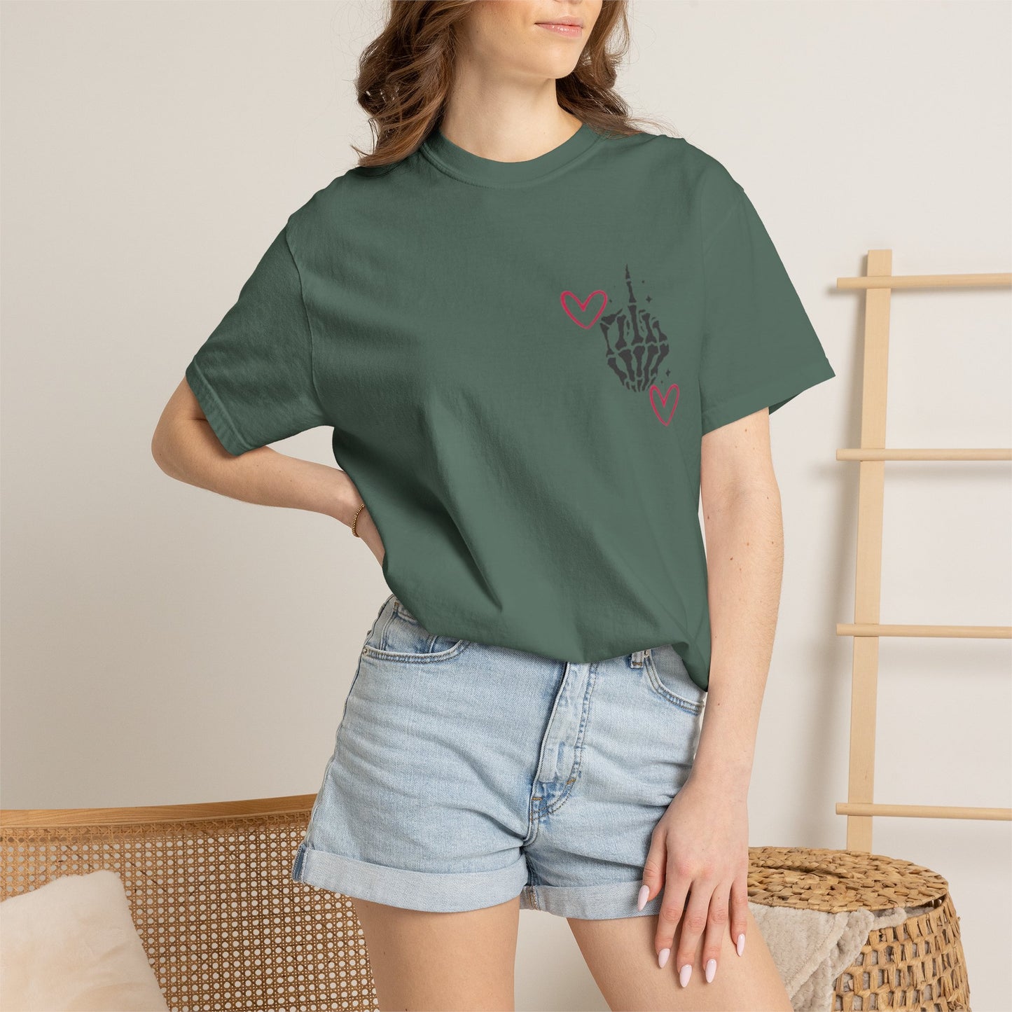 Graphic T-Shirt — "If You Think I'm a Bitch" Skeleton Hand Design