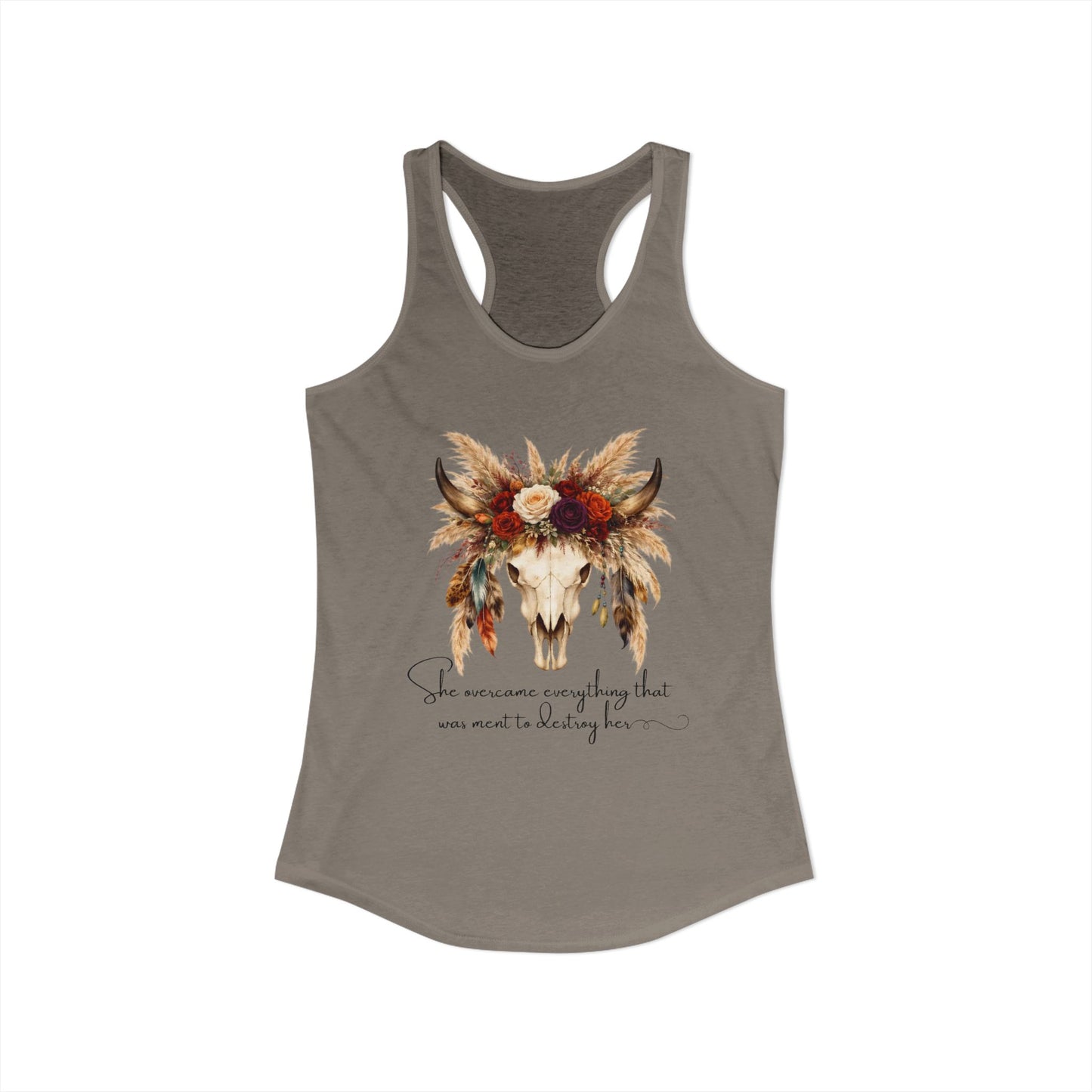 (Colors)bull-flowers--Women's Ideal Racerback Tank
