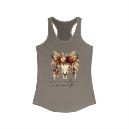 (Colors)bull-flowers--Women's Ideal Racerback Tank
