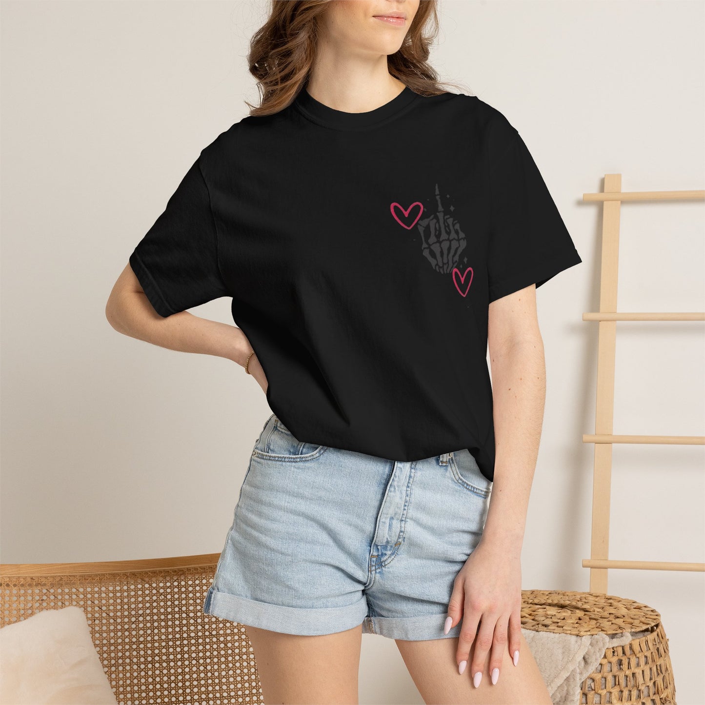 Graphic T-Shirt — "If You Think I'm a Bitch" Skeleton Hand Design