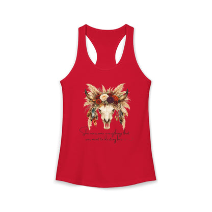 (Colors)bull-flowers--Women's Ideal Racerback Tank