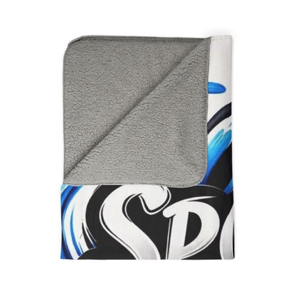 Sports Mom Fleece Sherpa Blanket — Cozy Blue Swirl Athletic Mom Gift