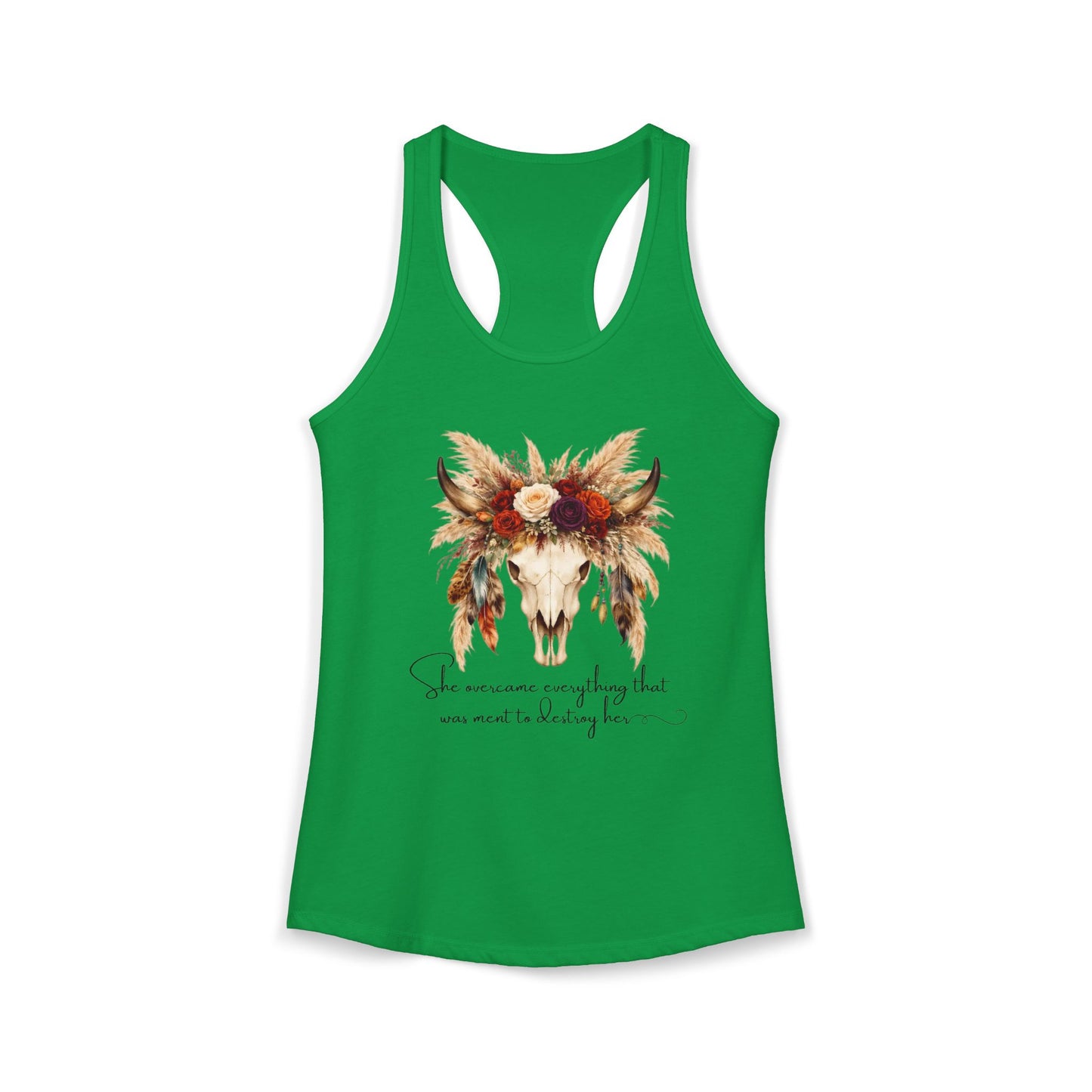 (Colors)bull-flowers--Women's Ideal Racerback Tank