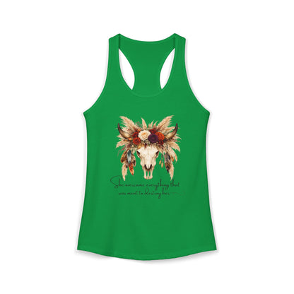 (Colors)bull-flowers--Women's Ideal Racerback Tank