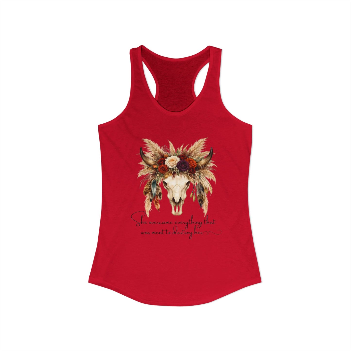 (Colors)bull-flowers--Women's Ideal Racerback Tank