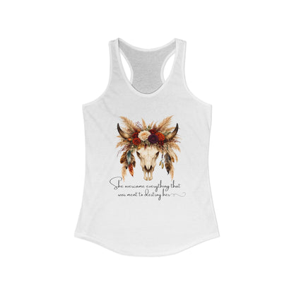 (Colors)bull-flowers--Women's Ideal Racerback Tank