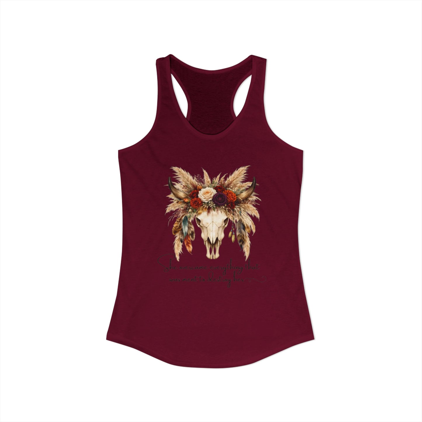 (Colors)bull-flowers--Women's Ideal Racerback Tank