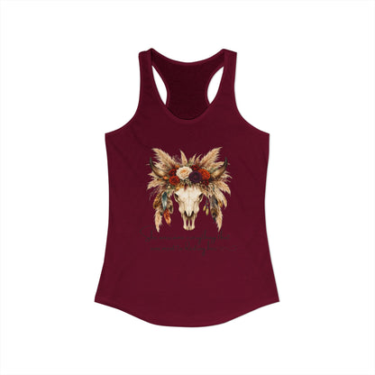 (Colors)bull-flowers--Women's Ideal Racerback Tank